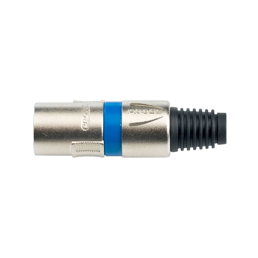 CONECTOR XLR MACHO NICKEL ARO AZUL