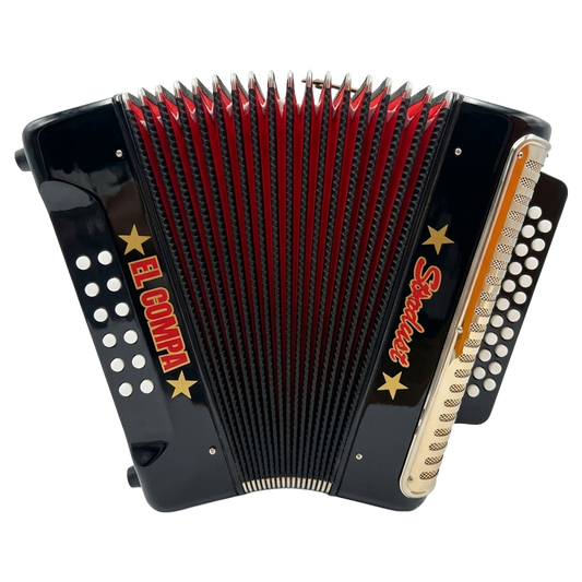 ACORDEON EL COMPA ADG (LA-RE-SOL) NEGRO