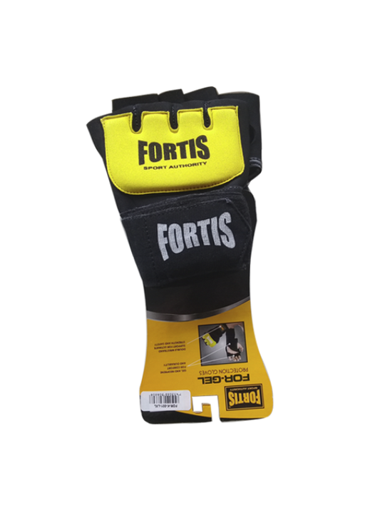 R- Guante de Protección Con Gel SMALL/MEDIUM Fortis K-001 Negro/Amarillo - FOR-K-001-sm