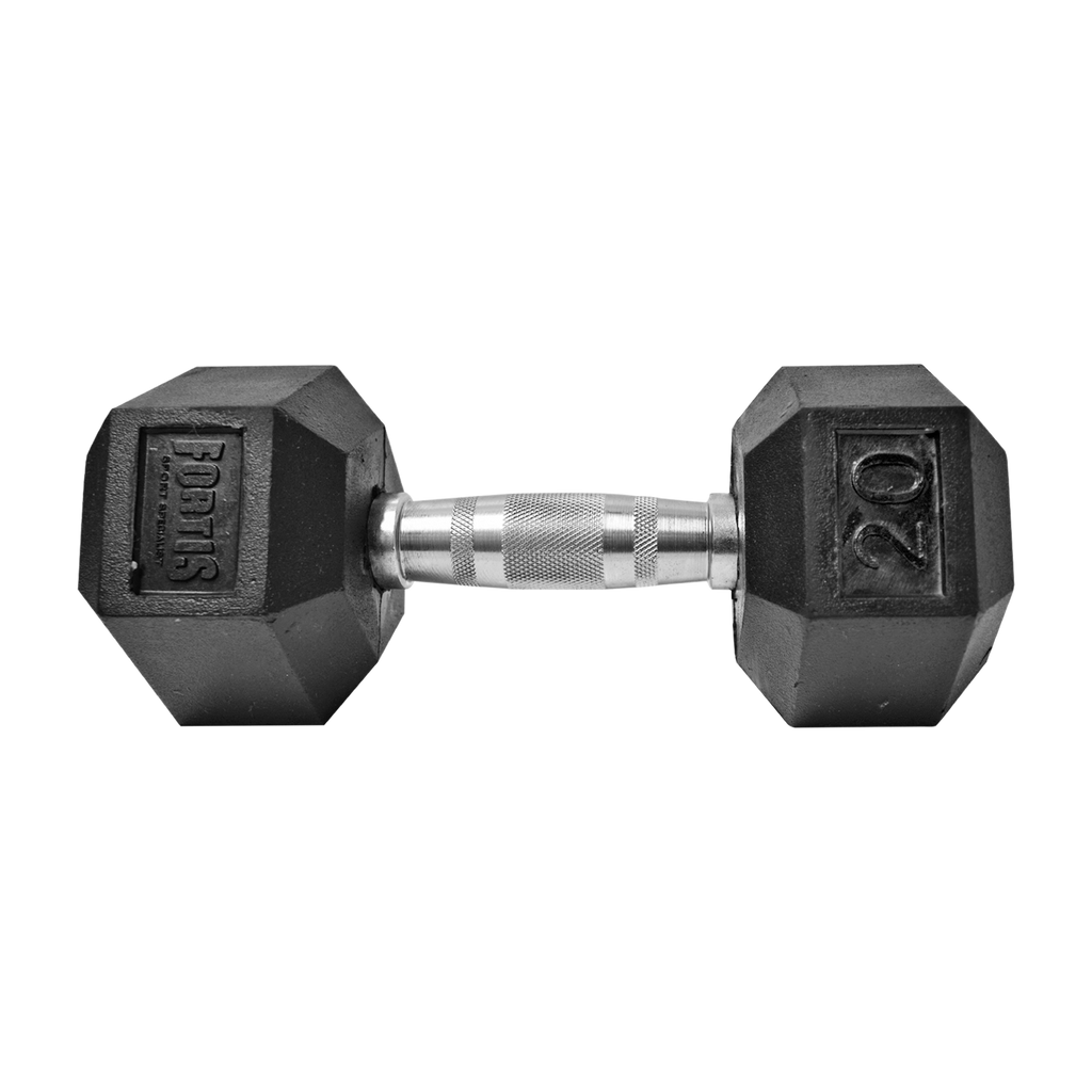 Mancuerna Hexagonal 20LBS Fortis DB6101 Caucho Negro - FOR-DB6101-20.0