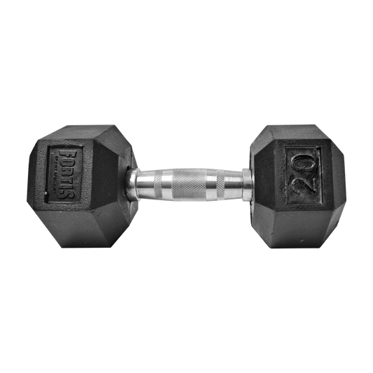 Mancuerna Hexagonal 20LBS Fortis DB6101 Caucho Negro - FOR-DB6101-20.0