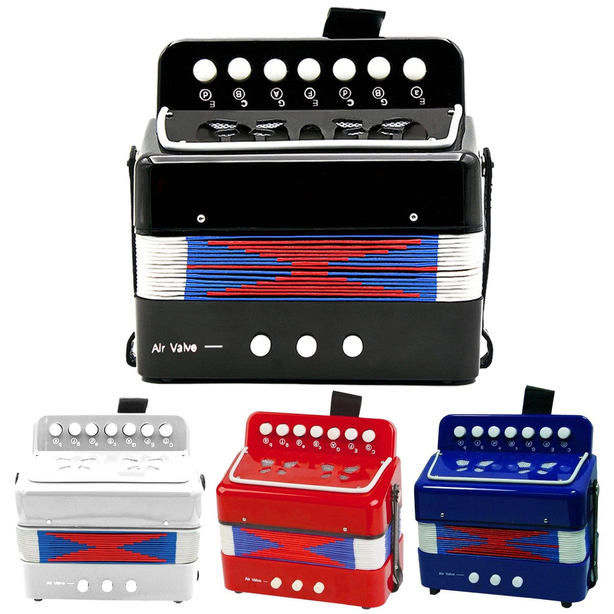 ACORDEON DE NIÑO ( NEGRO,AZUL,ROJO Y BLANCO ) / STD-B0702-BLK STD-B0702-BLU STD-B0702-RD STD-B0702-WH