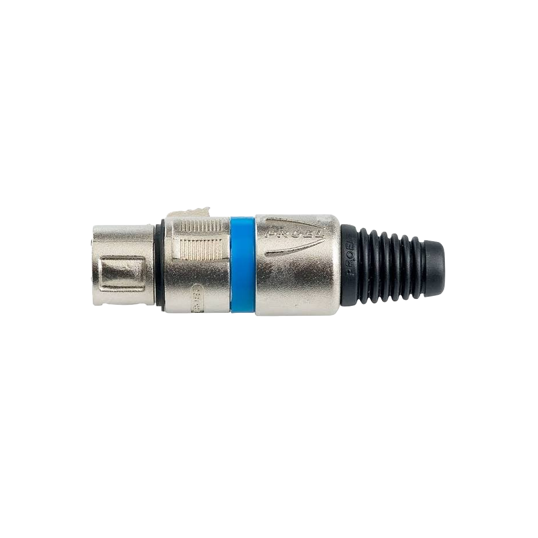 CONECTOR XLR HEMBRA NICKEL ARO AZUL