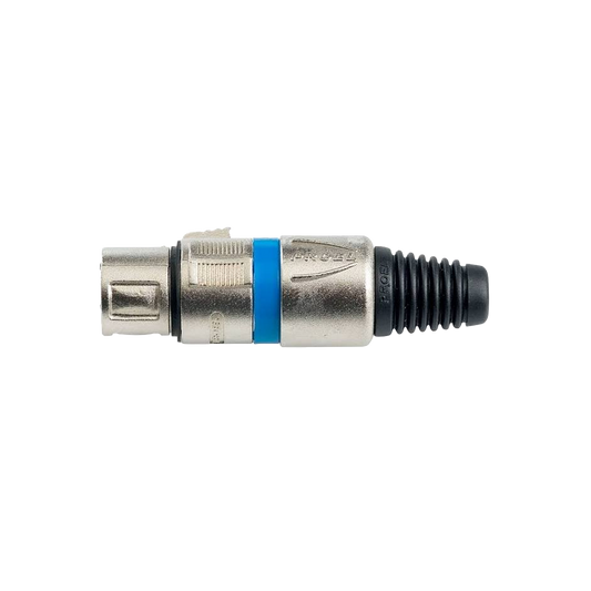 CONECTOR XLR HEMBRA NICKEL ARO AZUL