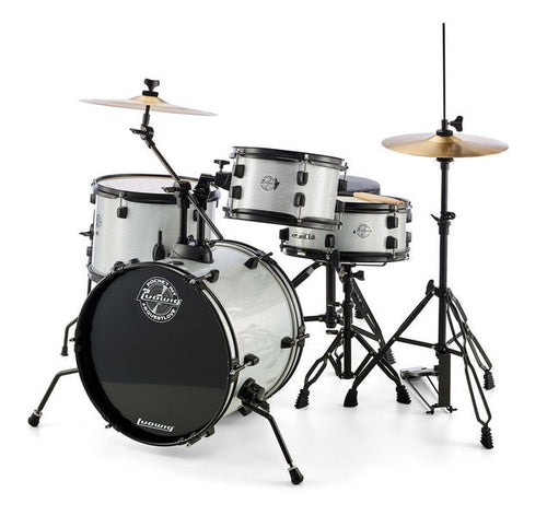 Batería Ludwig LC178X029DIR Kit Portátil de Bolsillo Blanco Sparkle - LUD-LC178X029DIR
