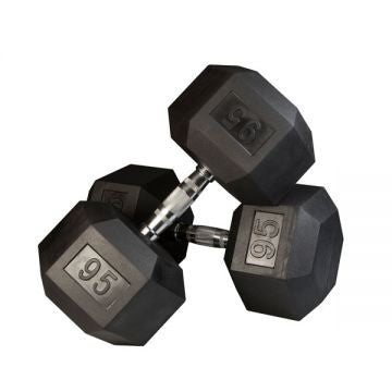 R- Mancuerna Hexagonal 95LBS Fortis DB6101 Caucho Negro - FOR-DB6101-95