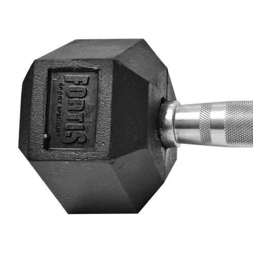 Mancuerna Hexagonal 20LBS Fortis DB6101 Caucho Negro - FOR-DB6101-20.0