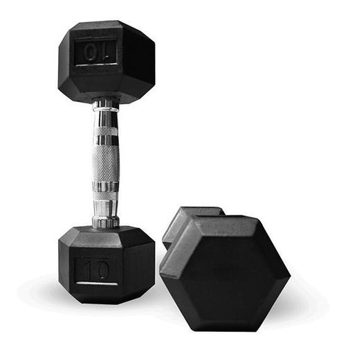 Mancuerna Hexagonal 10LBS Fortis DB6101 Caucho Negro - FOR-DB6101-10.0